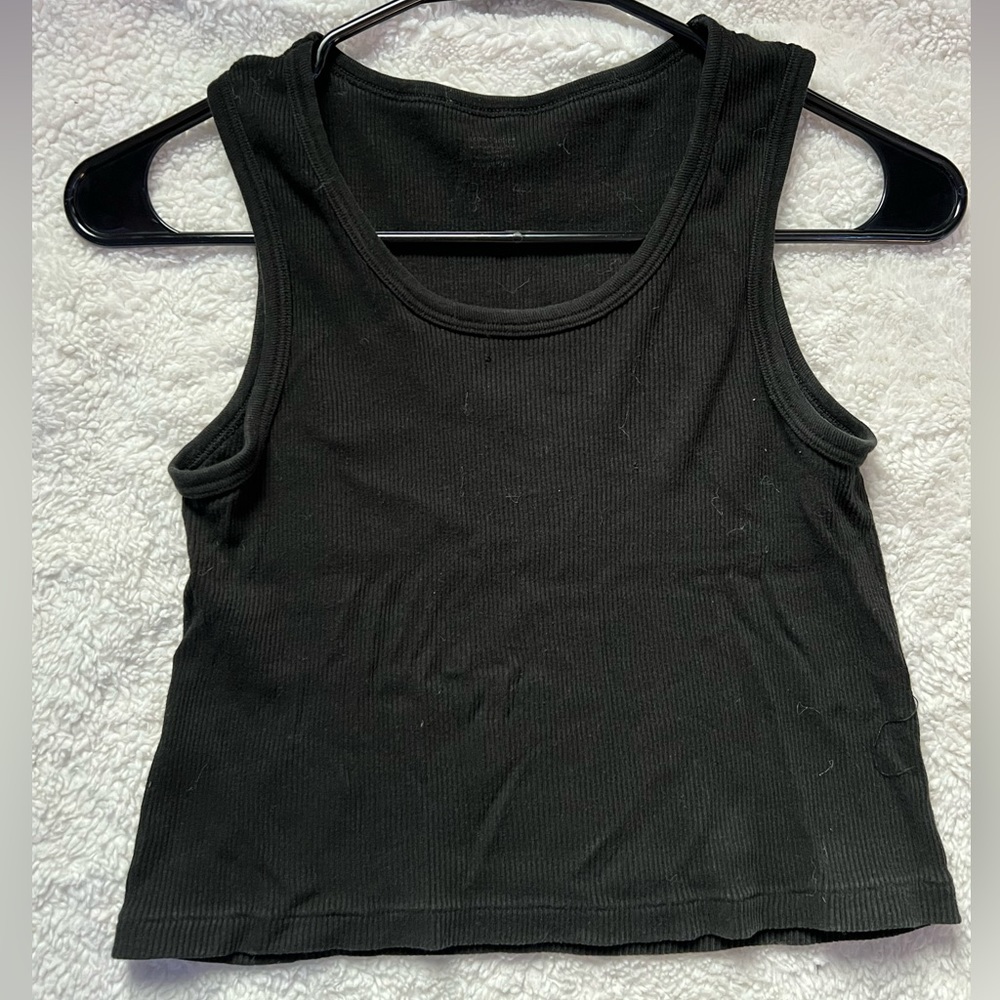 Black Ripped Cropped Tank Top